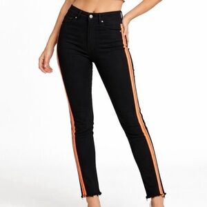 Carmar Black Skinny Jeans with Orange Stripes